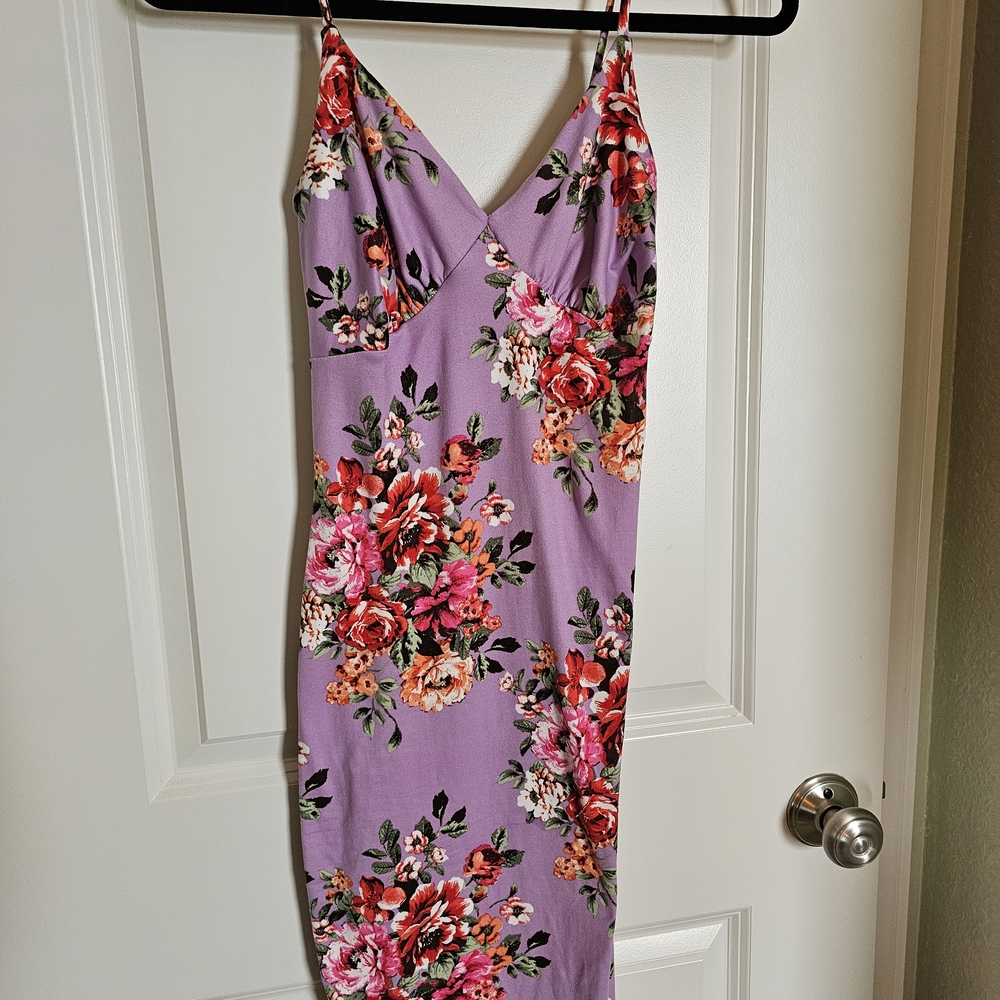 Charlotte Russe Purple Floral Midi Dress